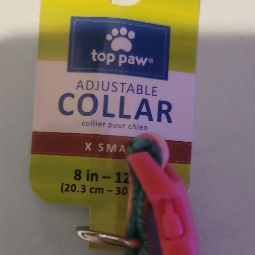 Top Paw Adjustable Collar - Pink and Green